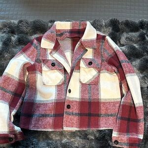 Plaid Kids Jacket in Red and Cream